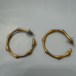 Chic Gold Bamboo Style Hoop Earrings